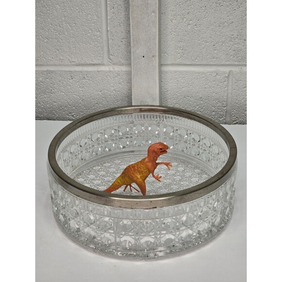 Vintage William Adams 24% Leaded Crystal Salad Bowl, Plated Rim ENGLAND - Picture 6 of 15